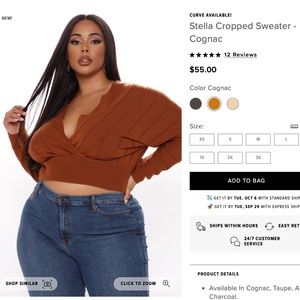 Fashion Nova Curve Stella Cropped Sweater - Cognac